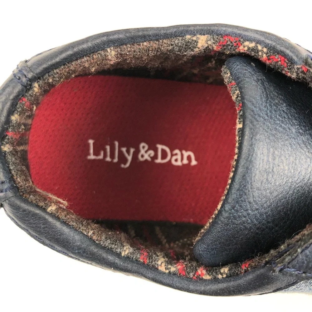 Lily & Dan Boys Navy Leather No Toe Oxfords Sz 11-12